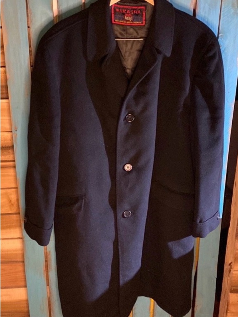 Vintage Pakasha Eagle Clothes cashmere single breasted overcoat size 48 made USA